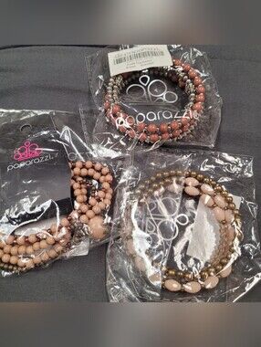 Paparazzi Women’s Pink and Brown Beaded Bracelet, 9 Bracelets 2 Necklaces